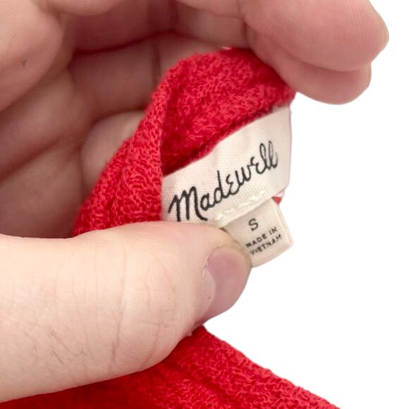 Madewell Womens Small Texture & Thread Modern Side-Tie Top Red - Picture 7 of 9